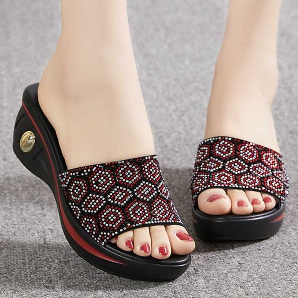 summer slippers woman rhinestone genuine leather ladies shoes fashion wedges heels sandals 2020 slides outdoor zapatos de mujer, Black
summer slippers woman rhinestone genuine leather ladies shoes fashion wedges heels sandals 2020 slides outdoor zapatos de mujer, Black