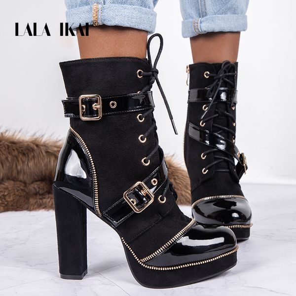 lala ikai women ankle boots 2019 buckle strap black motorcycle boots lace-up pu leather female platform high heels boots c4969-4
lala ikai women ankle boots 2019 buckle strap black motorcycle boots lace-up pu leather female platform high heels boots c4969-4