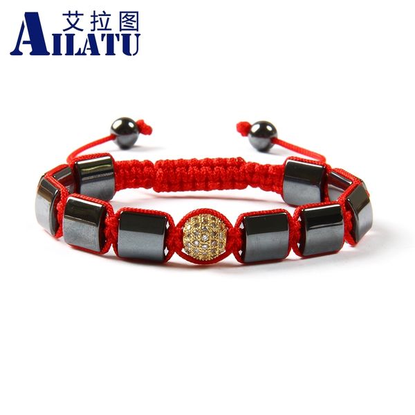 ailatu wholesale 10pcs/lot black helmatite stone square with clear cz beads macrame braiding bracelet for men's gift, Golden;silver
ailatu wholesale 10pcs/lot black helmatite stone square with clear cz beads macrame braiding bracelet for men's gift, Golden;silver