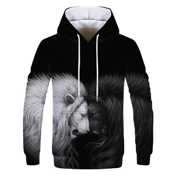 men's hoodies & sweatshirts 3d hoodie lion tiger with spring and autumn period animal pattern printing vivid factory direct sal, Black 
men's hoodies & sweatshirts 3d hoodie lion tiger with spring and autumn period animal pattern printing vivid factory direct sal, Black
