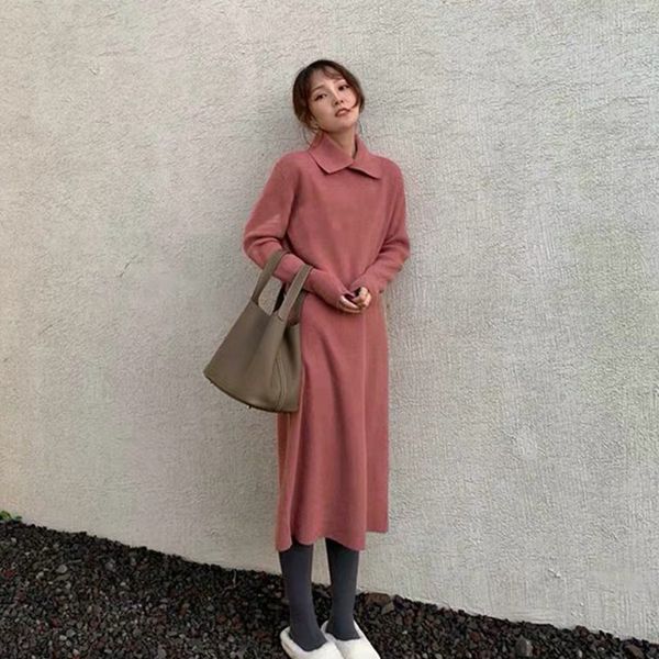 2019 new style long sleeve sub-jersey dress women's autumn and winter sweater long skirts over-the-knee base underwear loos, White;black
2019 new style long sleeve sub-jersey dress women's autumn and winter sweater long skirts over-the-knee base underwear loos, White;black