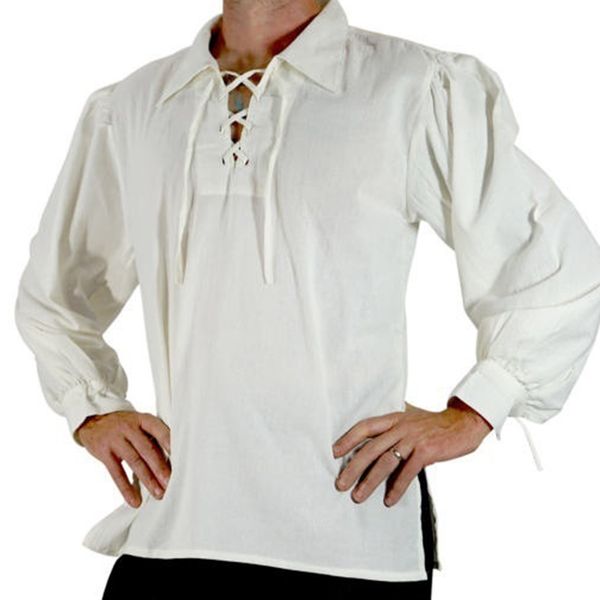 men's casual shirts 2021 men medieval steampunk autumn solid color lace up lapel long sleeve shirt top, White;black
men's casual shirts 2021 men medieval steampunk autumn solid color lace up lapel long sleeve shirt top, White;black