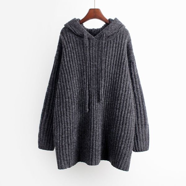 sweater female 2019 autumn winter long sleeve sweater women casual solid winter loose medium length hooded coat, White;black
sweater female 2019 autumn winter long sleeve sweater women casual solid winter loose medium length hooded coat, White;black