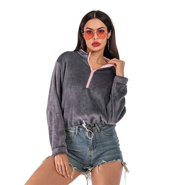 2019 new women casual sweatshirt patchwork solid color zipper v-neck bodycon long sleeve vintage all-match sweatshirt, Black
2019 new women casual sweatshirt patchwork solid color zipper v-neck bodycon long sleeve vintage all-match sweatshirt, Black