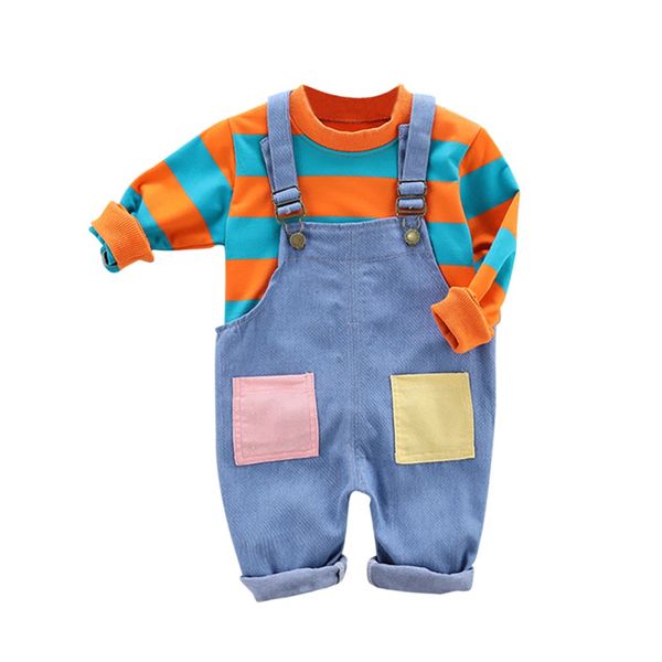 autumn baby boy girl outfits long sleeve striped sweatshirt+denim strap trousers casual sets, White
autumn baby boy girl outfits long sleeve striped sweatshirt+denim strap trousers casual sets, White