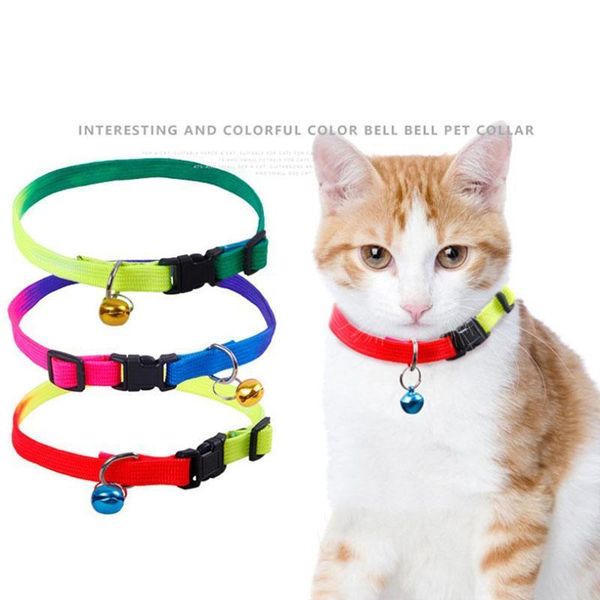 nylon dog cat collar colorful rainbow adjustable pet collars for dog with bell for small cat pet supplies
nylon dog cat collar colorful rainbow adjustable pet collars for dog with bell for small cat pet supplies