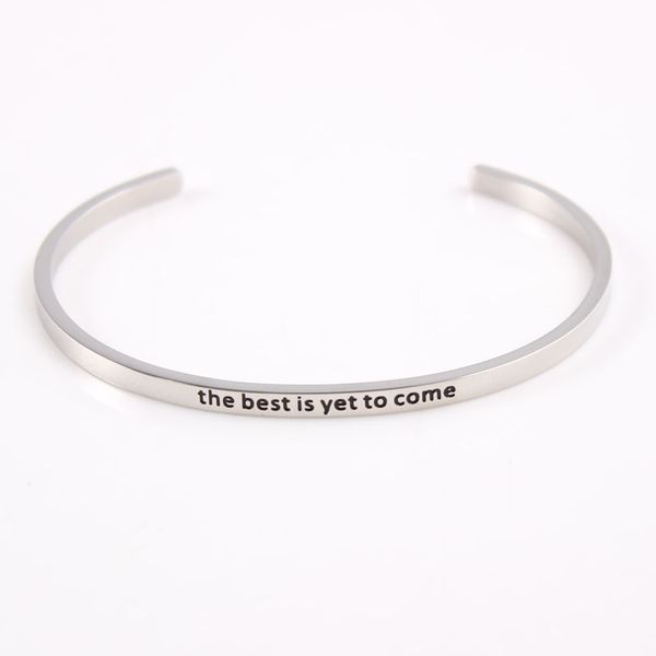 the is yet to come stainless steel engraved positive inspirational quote cuff mantra bracelet bangle for gifts, Black
the is yet to come stainless steel engraved positive inspirational quote cuff mantra bracelet bangle for gifts, Black