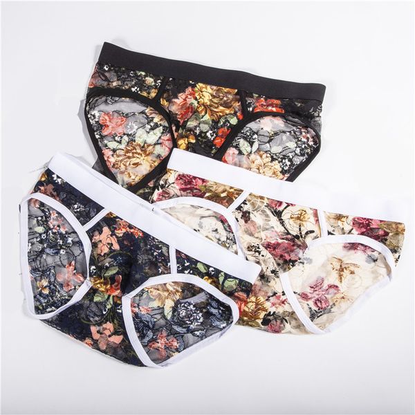 3pcs men's briefs low rise male brief lace see through breathable underpants floral pattern male underwear intimates briefs, Black;white
3pcs men's briefs low rise male brief lace see through breathable underpants floral pattern male underwear intimates briefs, Black;white