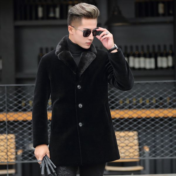 the new 2018 sheep camel hair long in the imported mink collar seamless feather wool coat p1450, Black
the new 2018 sheep camel hair long in the imported mink collar seamless feather wool coat p1450, Black