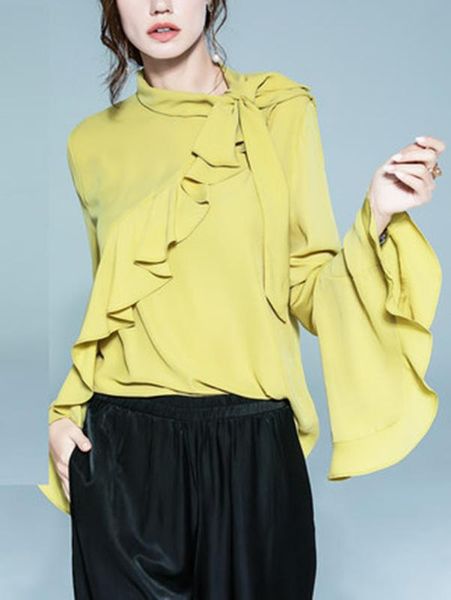 european and american air ruffles with fairy air chiffon shirt temperament loose bell sleeve women's long sleeve shirt sprin, White
european and american air ruffles with fairy air chiffon shirt temperament loose bell sleeve women's long sleeve shirt sprin, White