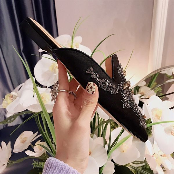 2019 brand fashion luxury designer women shoes brand fashion luxury designer women shoes luxury woman flats women designer slippers, Black