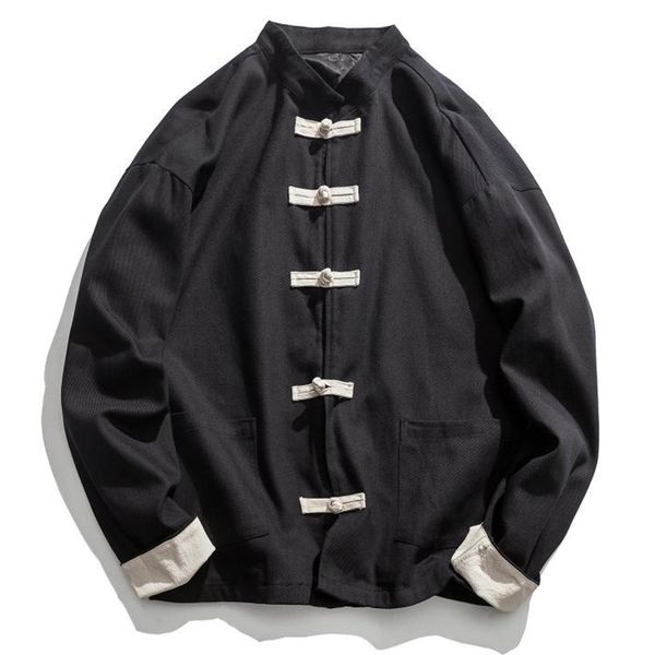 mens vintage stand collar button long sleeve casual single breasted blouse, White;black
mens vintage stand collar button long sleeve casual single breasted blouse, White;black
