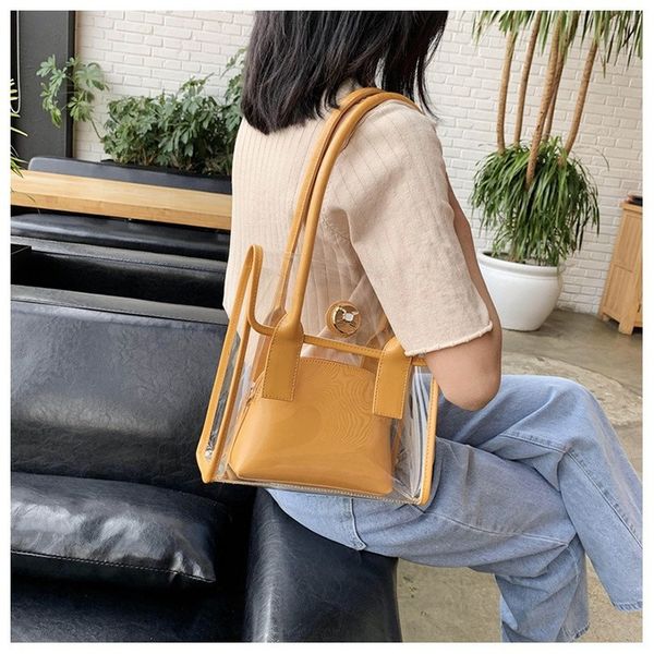 2020 transparent pvc composite bags women summer tote hand bags lock button all-match shoulder handbags bolsa
2020 transparent pvc composite bags women summer tote hand bags lock button all-match shoulder handbags bolsa