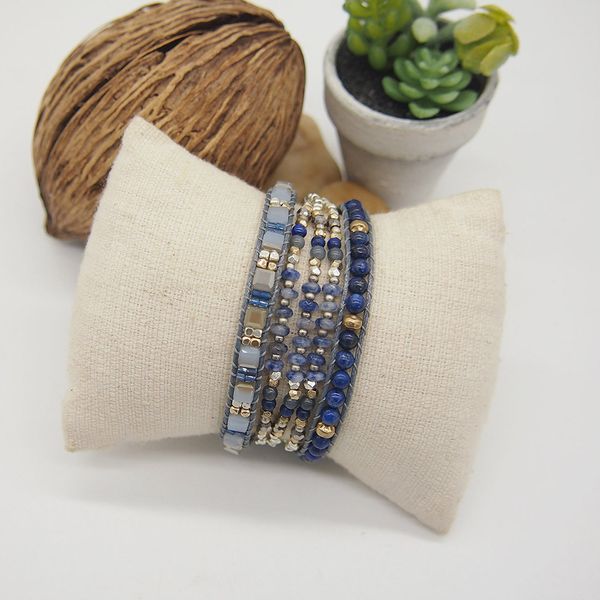 sodalite lapis lazuli triple strands 5 wraps bohemian beadwork crystal mixed bracelet gift for men and women, Golden;silver
sodalite lapis lazuli triple strands 5 wraps bohemian beadwork crystal mixed bracelet gift for men and women, Golden;silver