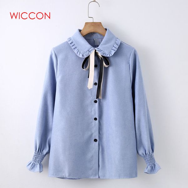 women peter pan collar long flare sleeve ruffle blouse korean corduroy bow tie blouses women autumn clothing, White
women peter pan collar long flare sleeve ruffle blouse korean corduroy bow tie blouses women autumn clothing, White