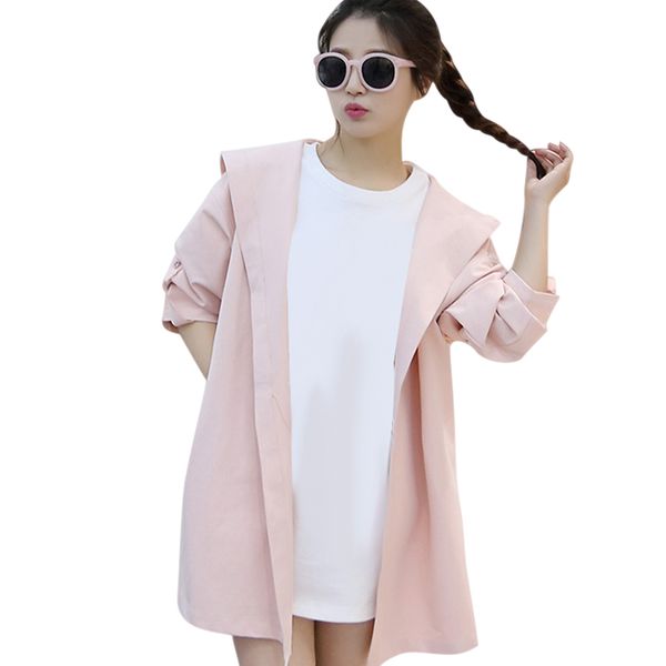 new women girl autumn coat hooded loose medium long preppy style spring trench coat, Black;red
new women girl autumn coat hooded loose medium long preppy style spring trench coat, Black;red
