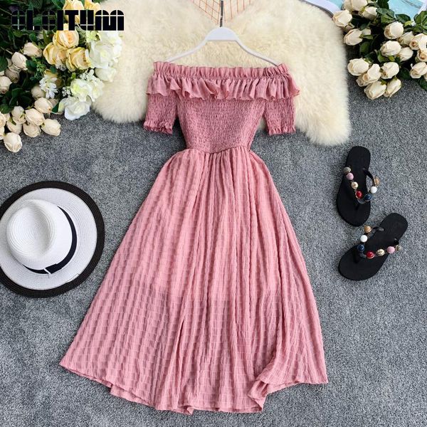 vintage women summer dresses 2020 off the shoulder solid ruffles a-line high waist dress vestidos slash neck robe femme, Black;gray
vintage women summer dresses 2020 off the shoulder solid ruffles a-line high waist dress vestidos slash neck robe femme, Black;gray