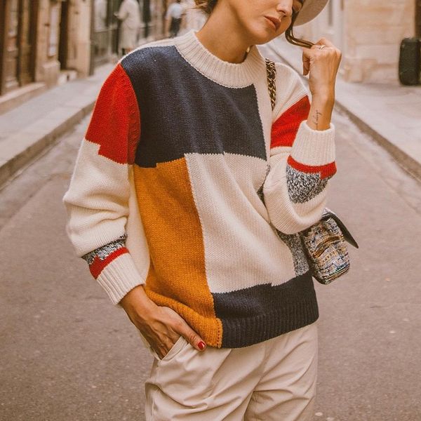 o-neck sweater women autumn winter long sleeve sweater 2019 geometric patchwork multicolor casual pullover, White;black
o-neck sweater women autumn winter long sleeve sweater 2019 geometric patchwork multicolor casual pullover, White;black