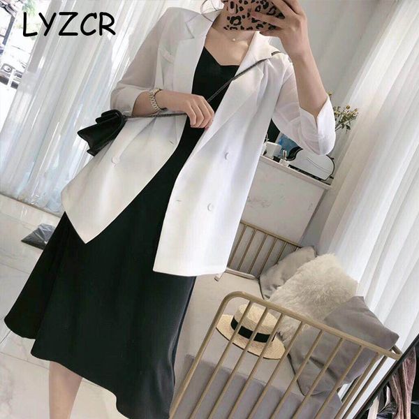 lyzcr casual black white blazer women autumn loose oversized ladies office suit jackets female double breasted blazer for women, White;black
lyzcr casual black white blazer women autumn loose oversized ladies office suit jackets female double breasted blazer for women, White;black