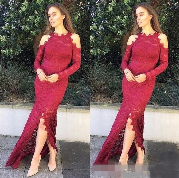 2019 front lace mermaid prom dresses jewel long sleeves lace dresses applique covered button formal evening dresses, Black
2019 front lace mermaid prom dresses jewel long sleeves lace dresses applique covered button formal evening dresses, Black