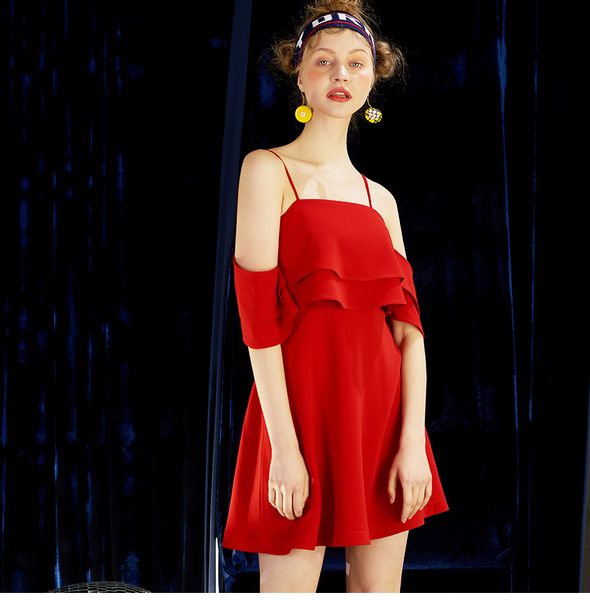 summer off-shoulder red suspender skirt deep v-neck ruffled slim fit over hip stretch dress red empire short evening dress, White;black
summer off-shoulder red suspender skirt deep v-neck ruffled slim fit over hip stretch dress red empire short evening dress, White;black