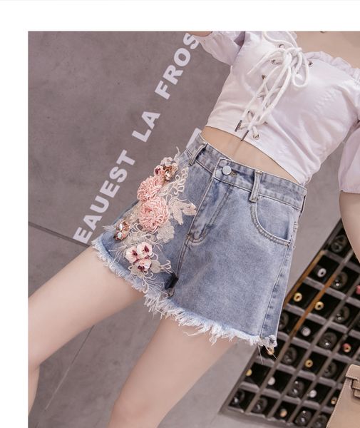 ink female fashion nail bead hole denim shorts shuhua251, Blue
ink female fashion nail bead hole denim shorts shuhua251, Blue