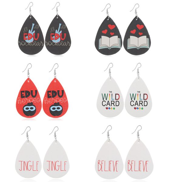 new double sided waterdrop pu leather earrings print letters easter pattern earring dangle teardrop pendant hook eardrop women jewelry gifts, Golden;silver
new double sided waterdrop pu leather earrings print letters easter pattern earring dangle teardrop pendant hook eardrop women jewelry gifts, Golden;silver