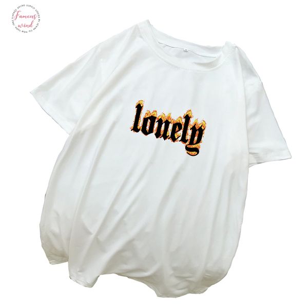 female t shirt lonely frame letter printed t shirt women summer tumblr loose casual streetwear diy tee shirt femme, White
female t shirt lonely frame letter printed t shirt women summer tumblr loose casual streetwear diy tee shirt femme, White