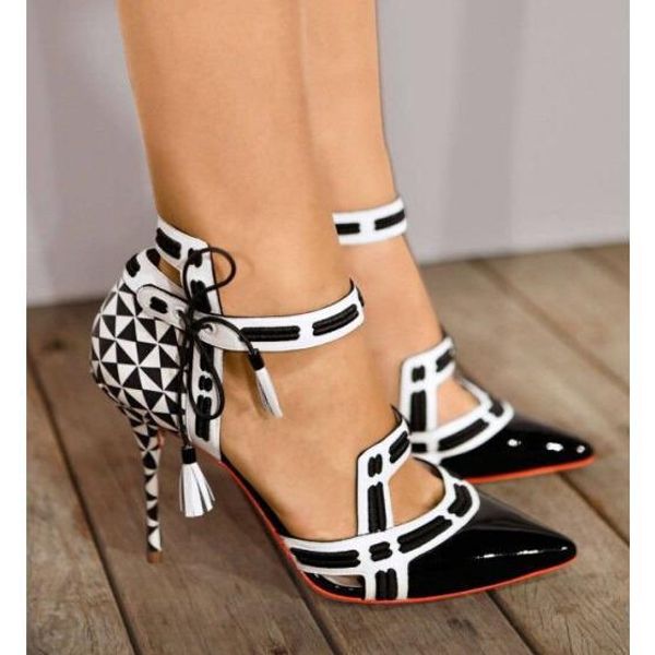 women pointed toe lace up ankle strap high heels pumps shoes lady party bandage pu leather stilettos shoes plus size 34-43, Black
women pointed toe lace up ankle strap high heels pumps shoes lady party bandage pu leather stilettos shoes plus size 34-43, Black