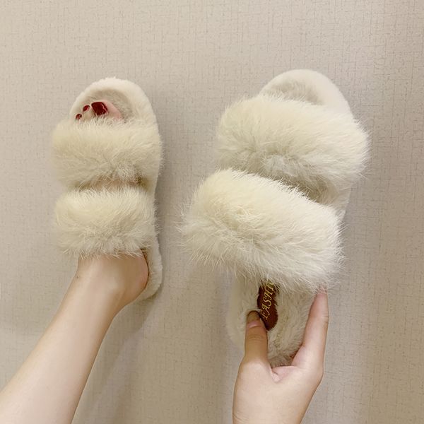 two bands fur slippers flats creepers bottom comfort slip on open toe slides winter warm lazy flip flops luxury mink hair slides, Black
two bands fur slippers flats creepers bottom comfort slip on open toe slides winter warm lazy flip flops luxury mink hair slides, Black