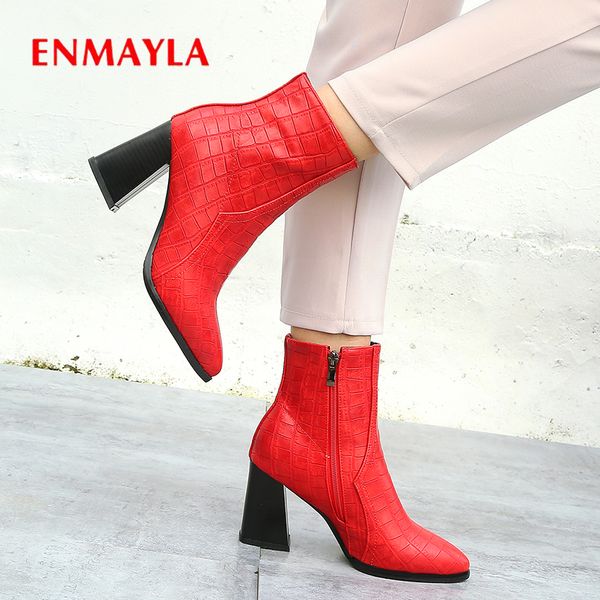 enmayla pointed toe fleece checkered women winter shoes high square heel autumn ankle boots for women platform boots fashion, Black
enmayla pointed toe fleece checkered women winter shoes high square heel autumn ankle boots for women platform boots fashion, Black