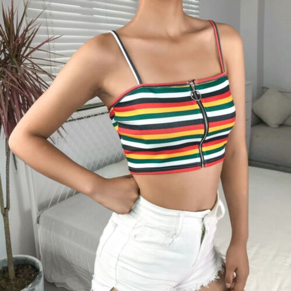 fashion 2019 fashion ladies womens crop strappy rainbow stripe shirt cropped summer, White
fashion 2019 fashion ladies womens crop strappy rainbow stripe shirt cropped summer, White