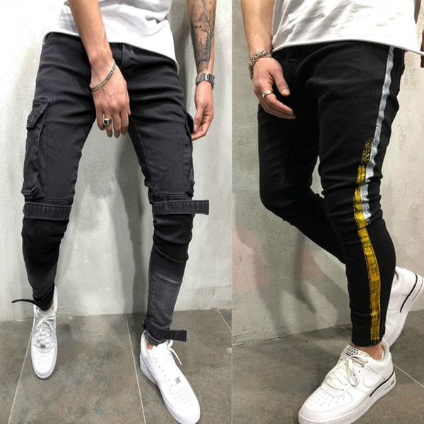 men skinny fit cargo jeans black casual jogger with pocket wild cargo pants men cotton tapered slim fit denim trousers for, Blue
men skinny fit cargo jeans black casual jogger with pocket wild cargo pants men cotton tapered slim fit denim trousers for, Blue
