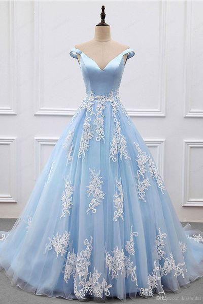 white and light blue lace tulle prom dresses long off the shoulder v neckline evening gowns cocktail party ball dress formal gown, Black
white and light blue lace tulle prom dresses long off the shoulder v neckline evening gowns cocktail party ball dress formal gown, Black