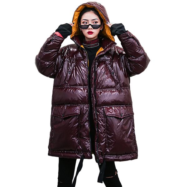women's down jacket windproof winter thick warm parka quilted hooded jackets women glossy cotton coat ladies plus size jacket, Black
women's down jacket windproof winter thick warm parka quilted hooded jackets women glossy cotton coat ladies plus size jacket, Black