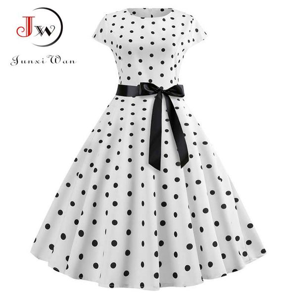 

2019 new women vintage dress white polka dot summer dresses plus size pin up print retro 50s rockabilly party sundress vestidos, Black;gray