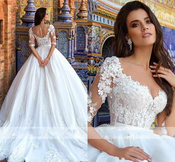2020 stunning 3d flowers wedding dresses royal train lace beaded jewel see though back south african wedding dress bridal gowns princess, White
2020 stunning 3d flowers wedding dresses royal train lace beaded jewel see though back south african wedding dress bridal gowns princess, White
