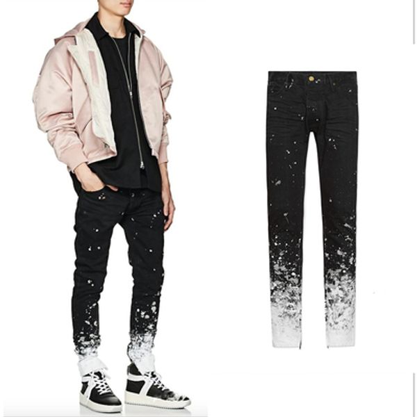 mens brand fashion slim black jeans high street sell male pants splashing ink style straight jeans, Blue
mens brand fashion slim black jeans high street sell male pants splashing ink style straight jeans, Blue