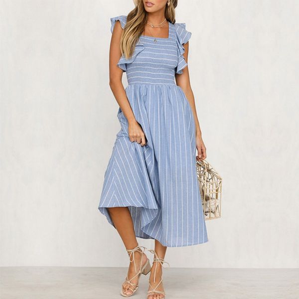 casual dresses women sweet u-neck sleeveless dress ladies summer ruffled sleeve stripes print loose halter beach, Black;gray
casual dresses women sweet u-neck sleeveless dress ladies summer ruffled sleeve stripes print loose halter beach, Black;gray