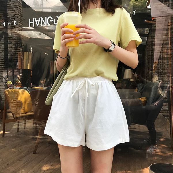 new summer new high waist short pants loose korean version of the thin casual cotton and linen solid color shorts pants, White;black
new summer new high waist short pants loose korean version of the thin casual cotton and linen solid color shorts pants, White;black