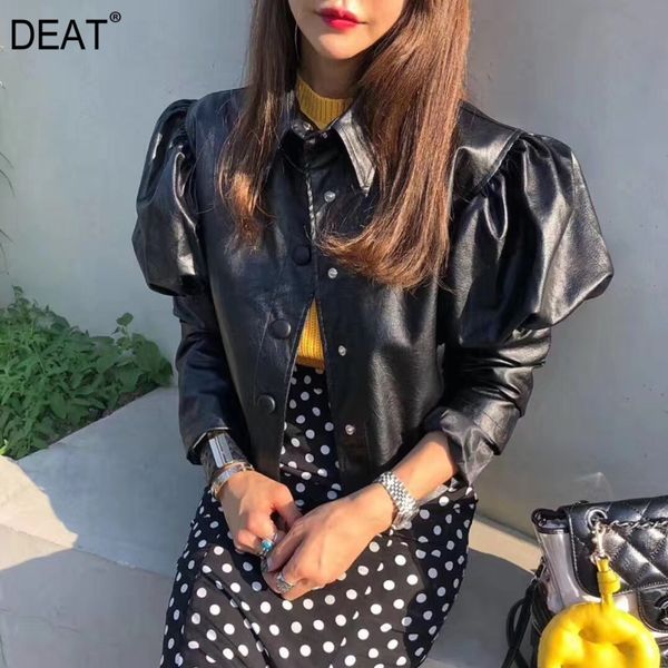 deat 2019 new turn-down collar lantern sleeves single breasted pu leather short jacket female coat wj05601m, Black;brown
deat 2019 new turn-down collar lantern sleeves single breasted pu leather short jacket female coat wj05601m, Black;brown