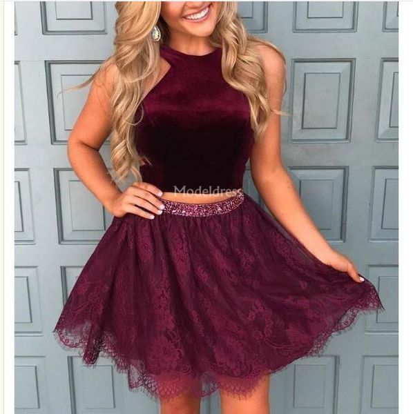 modern burgundy short lace homecoming dresses two piece above knee length cocktail gown stylish special occasion dress formal prom gown, Red
modern burgundy short lace homecoming dresses two piece above knee length cocktail gown stylish special occasion dress formal prom gown, Red