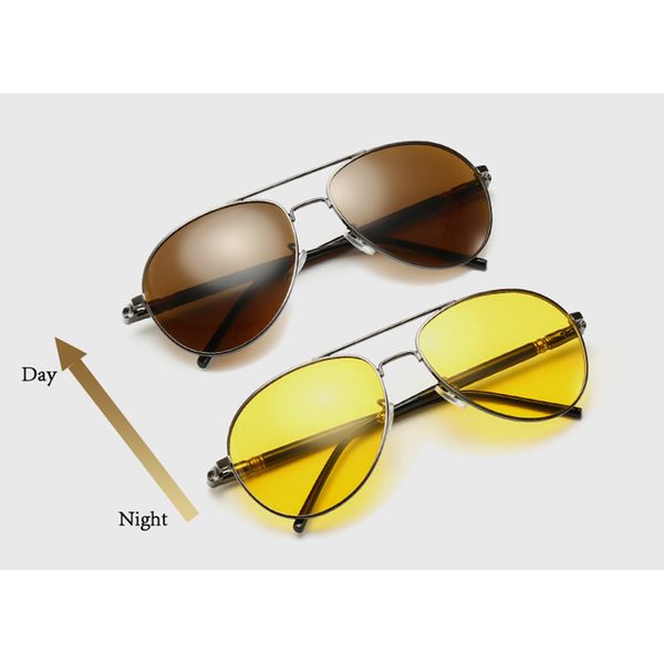 new metal night vision glasses for driving yellow lens eyeglasses day night polarized pchromic brown pilot goggle eyewear l3, White;black
new metal night vision glasses for driving yellow lens eyeglasses day night polarized pchromic brown pilot goggle eyewear l3, White;black