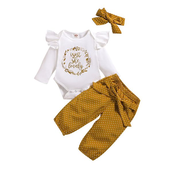 mikrdoo newborn baby girl ruffle long sleeve letters print romper + pant with headband polka dot print 3pcs outfit, White
mikrdoo newborn baby girl ruffle long sleeve letters print romper + pant with headband polka dot print 3pcs outfit, White