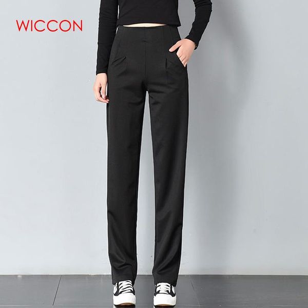 work wear fromal full length pants women new spring autumn black solid straight trousers clothes casual elegant pants wiccon, Black;white
work wear fromal full length pants women new spring autumn black solid straight trousers clothes casual elegant pants wiccon, Black;white