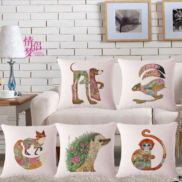 animal totems decorative pattern the dog cotton pillow cushion set sofa office automobile back cushion