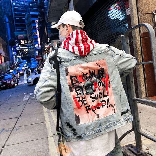men streetwear graffiti appliques printed jeans jacket hipster holes loose hip hop motorcycle cotton black casual denim jackets, Black;brown
men streetwear graffiti appliques printed jeans jacket hipster holes loose hip hop motorcycle cotton black casual denim jackets, Black;brown