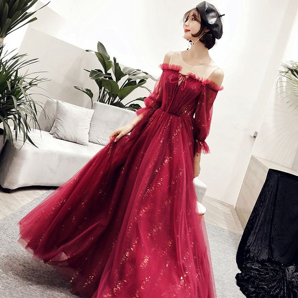 bandage burgundy lady evening party maxi gown exquisite bling mesh dress qipao novelty off shoulder cheongsam vestidos, Red
bandage burgundy lady evening party maxi gown exquisite bling mesh dress qipao novelty off shoulder cheongsam vestidos, Red
