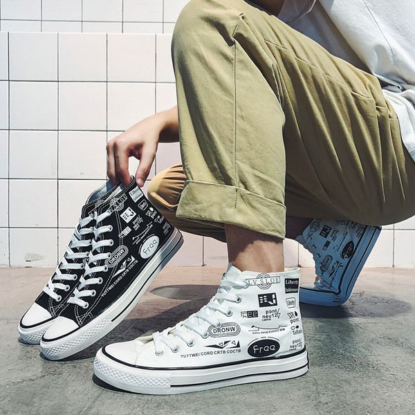high-canvas shoes men 2020 spring new korean version of casual graffiti tide breathable shoes trend summer, Black
high-canvas shoes men 2020 spring new korean version of casual graffiti tide breathable shoes trend summer, Black
