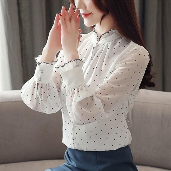 lady elegant petal sleeve madarin collar blouse solid polka dot shirt loose casual button holiday comfortable shirt, White
lady elegant petal sleeve madarin collar blouse solid polka dot shirt loose casual button holiday comfortable shirt, White